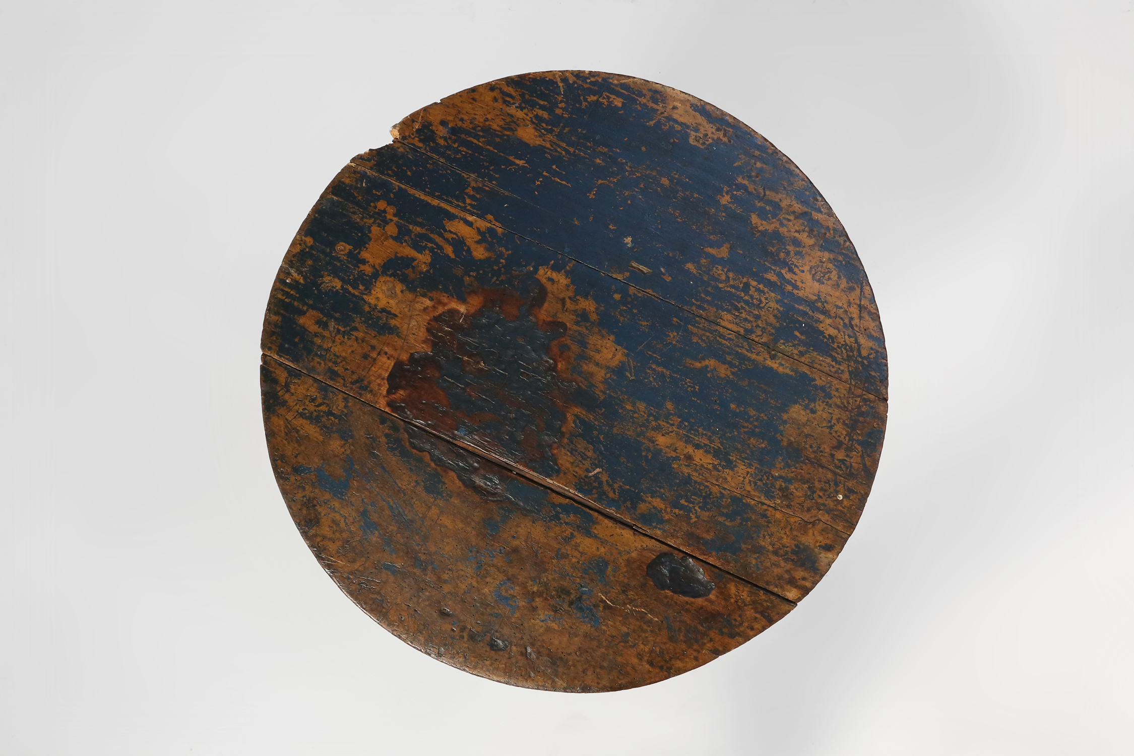 French round side table in oak with blue top and beautiful patina, ca. 1850thumbnail